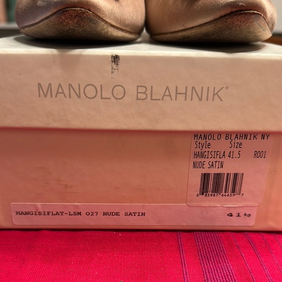 Manolo Blahnik Women's Nude satin hangisi flat size 41.5 - Picture 3 of 11